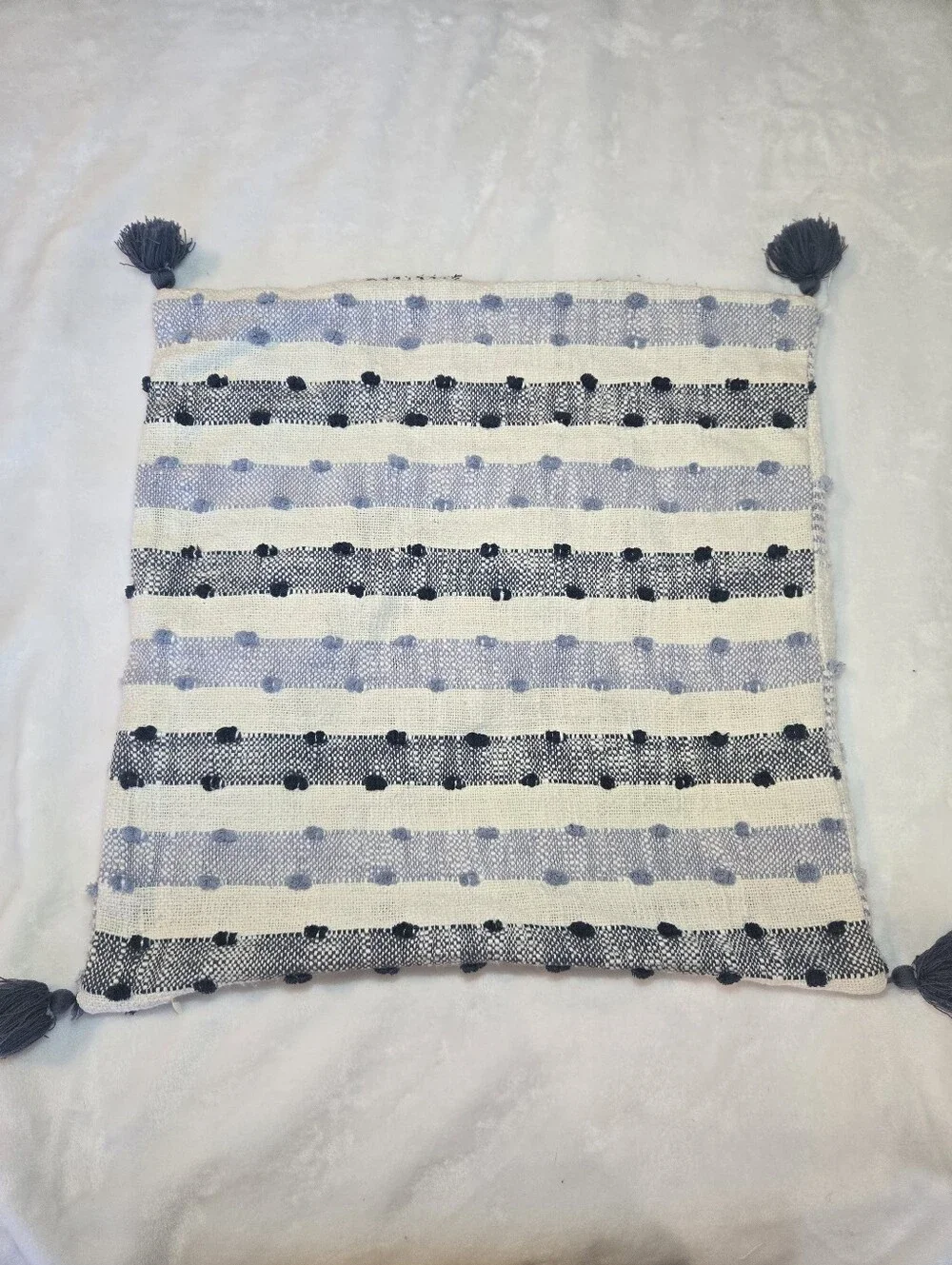 Anthropologie Throw Pillow Cover Braided Fringed Boho Cottagecore Cozy